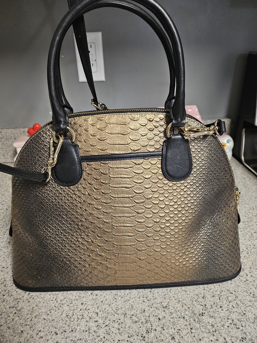 COACH CORA DOMED SNAKEPRINT SATCHEL CROSSBODY BAG GOLD - Picture 8 of 13